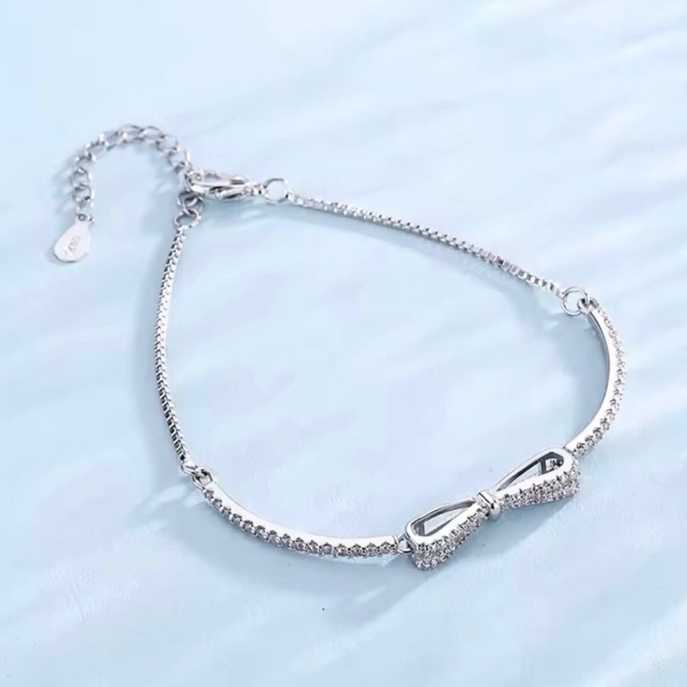 Sterling Silver Bow Crystal Bracelet